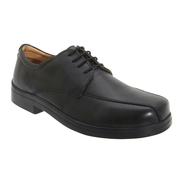 Roamers Mens XXX Extra Wide 4 Eye Tramline Gibson Shoes - Black