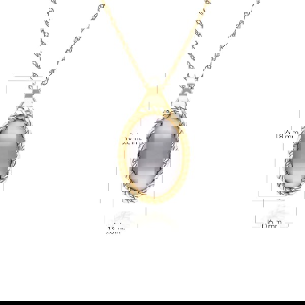 Gemondo Classic Oval Black Moonstone Pendant Necklace in 9ct Yellow Gold