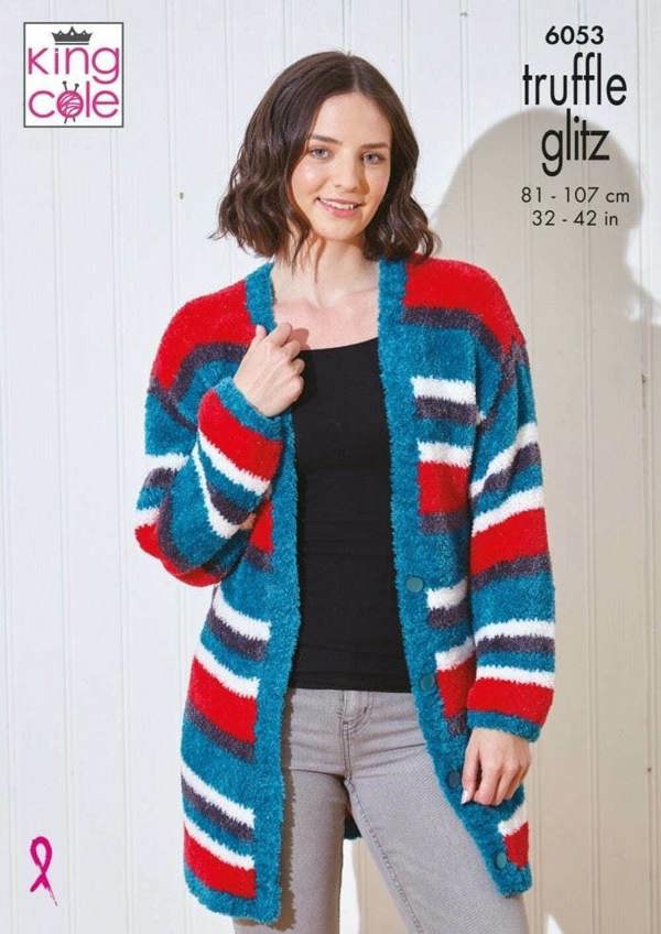 King Cole Truffle Glitz Knitting Pattern 6053, Sweaters, Cardigans for Women, 32 - 42 Inches