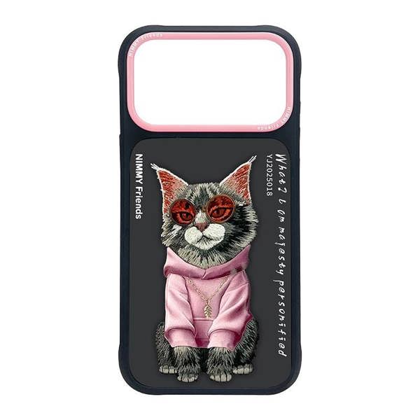 Nimmy Friends Nimmy Glasses Cool Cat Case with MagSafe for iPhone 17 Pro Max 6.9" Black Pink - N-YJ-IP17-PRO-MAX-018