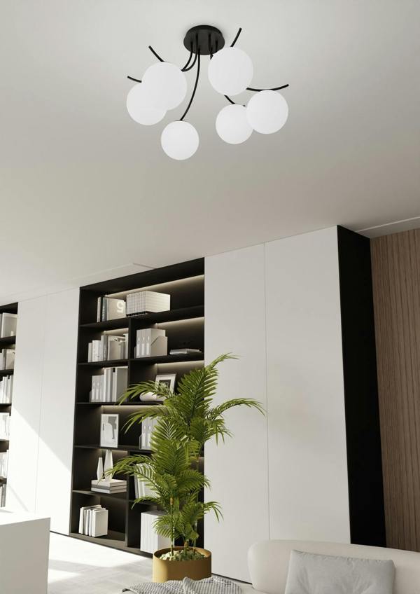 Emibig BOSTON Ceiling lamp  6 x E14 Black with White Shade