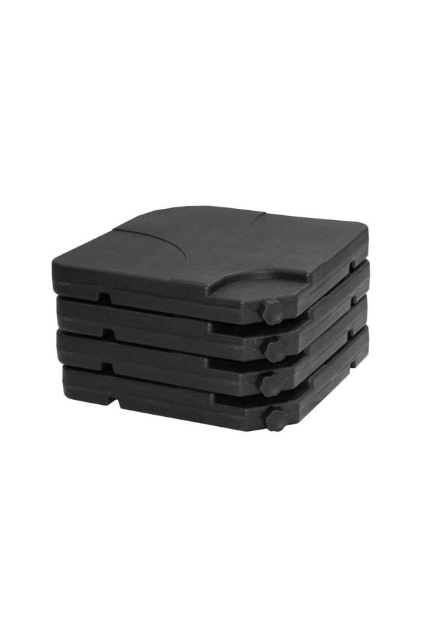Living and Home Black HDPE Square Cantilever Parasol Base Weight - 4pc 48mm Portable Garden Umbrella Base,60/80KG Fillable for Parasols