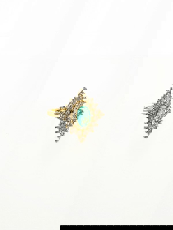 Luxe Tones Florence Azure Stone Vintage Style Adjustable Ring