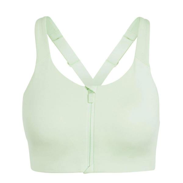 Adidas Womens/Ladies Zip Front Snug Fit Sports Bra - Green - 