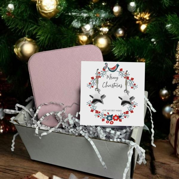 Aye Do Gifts Christmas Star Gift Hamper - Silver Star Drop Earrings & Jewellery Box