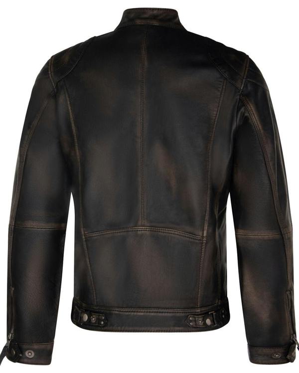 Infinity Leather Mens Leather Biker Vintage Zipped Racing Jacket