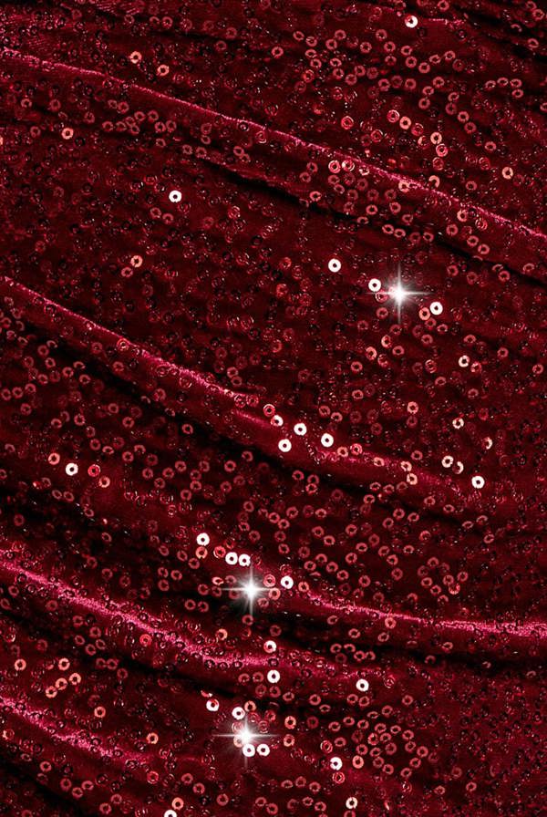 Goddiva Plus Sequin & Velvet Bardot Maxi Dress - Wine by Goddiva Plus