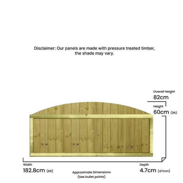 Premier Garden Supplies Dome Top Tongue & Groove Fully Framed Fence Panel - 3 Pack H: 2ft x W: 6ft (182.8cm) - Wood - Pressure Treated (Tanalised)