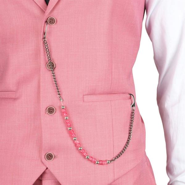 Infinity Leather Men's 3 Piece Pink Tailored Fit Party Suit Race Day