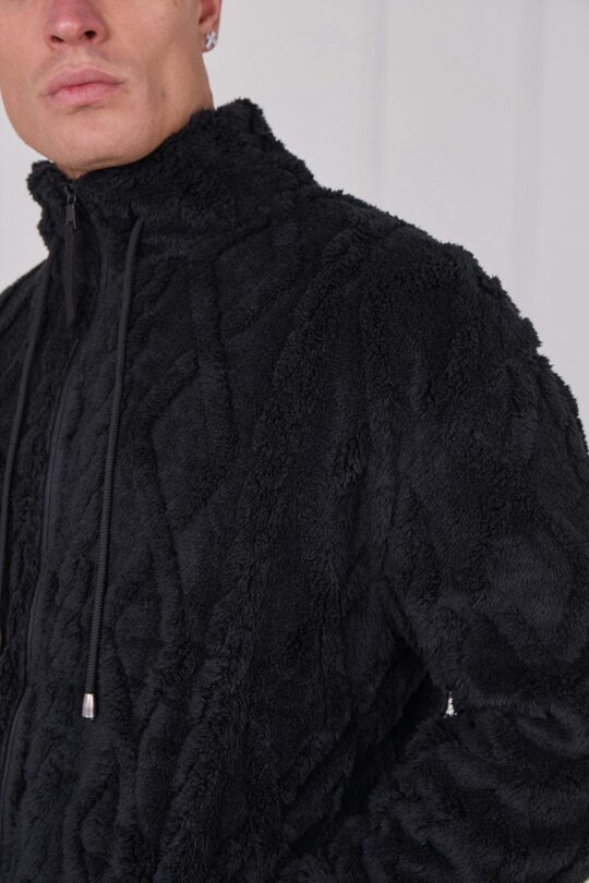 Luxe Textured Faux Fur Zip Jacket