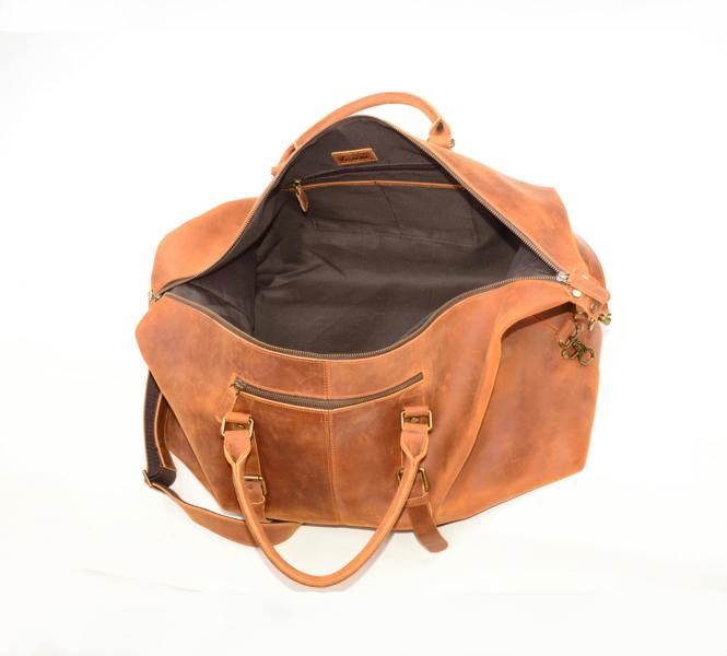 Touribag Genuine Leather Holdall Light Brown