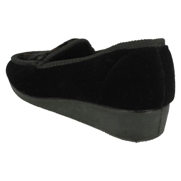 Spot On Ladies Spot On Slip On Floral Design Slipper Shoes