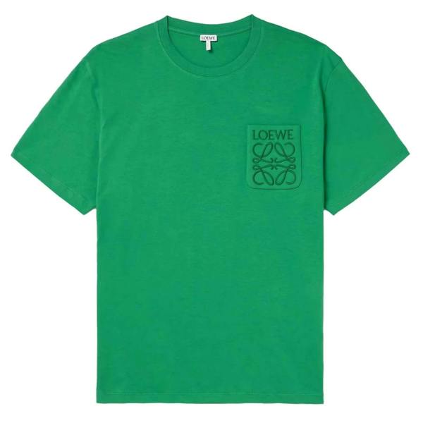 Loewe Tonal Pocket Logo Relaxed Fit T-Shirt   in  Green