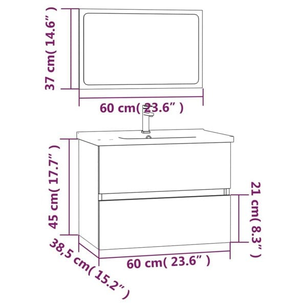 Berkfield 2 Piece Bathroom Furniture Set Smoked Oak Engineered Wood