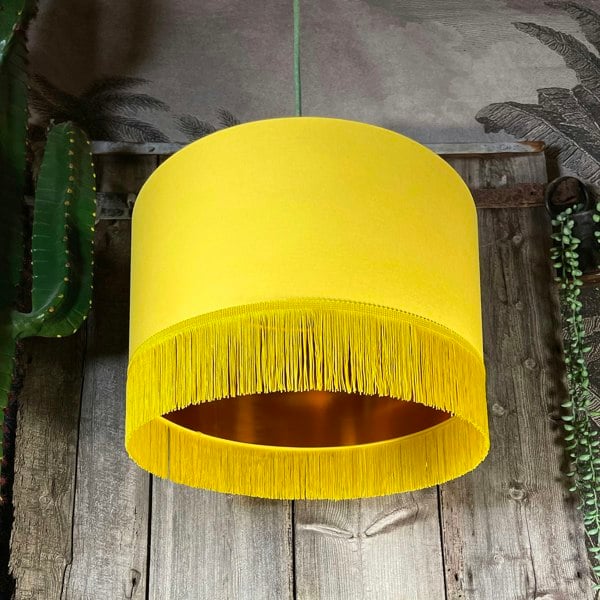 Love Frankie banana cotton lampshade copper lining fringing