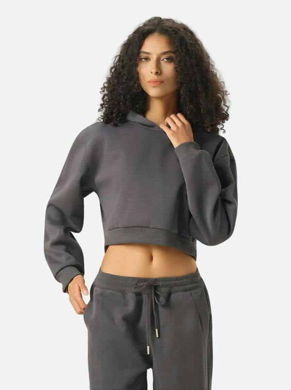 Anniou Cropped Boxy Heavyweight Hoodie