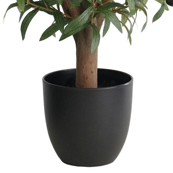 Artificial Olive Tree Natural Wood Trunk in Black Pot - 72cm