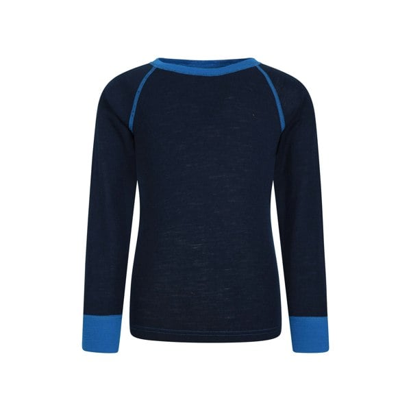 Mountain Warehouse Childrens/Kids Merino II Contrast Round Neck Base Layer Top - Blue