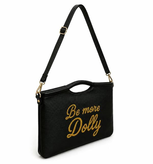 Lilly Loves Be more Dolly Black Vegan Leather Clutch