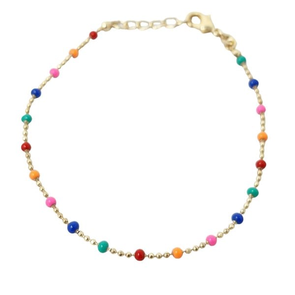 Gold Plated Carnival Multi Coloured Beaded Bracelet