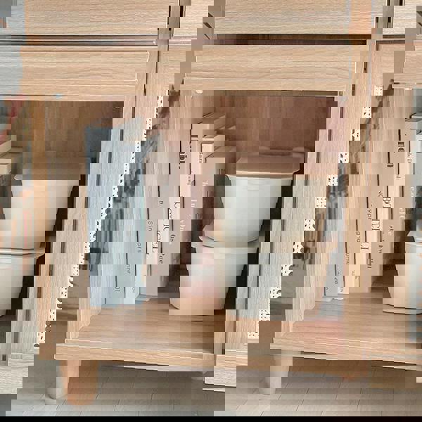 Iskandar Sideboard With Magazine Rack, Solid Wood & Rattan， Storage with large grey sideboard