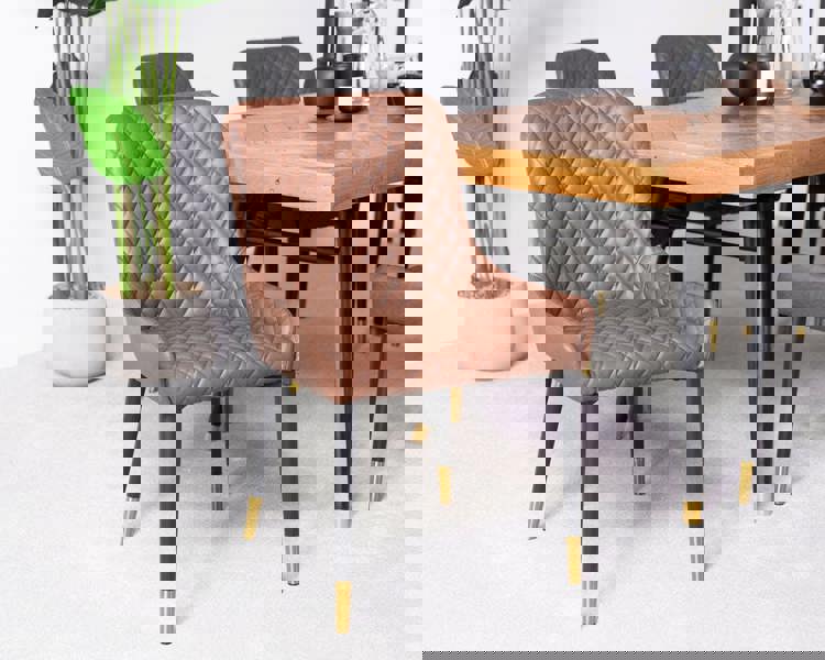 IH Design Tan PU Leather Steel Legs Dining Chairs (Set of 2)