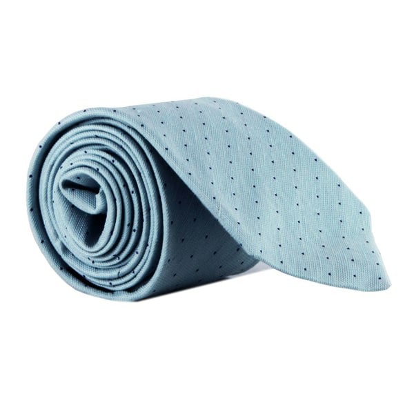 Dunhill woven twill tie in a pin dot pattern Woven raw silk with a natural slub to the fabric blue royal blue