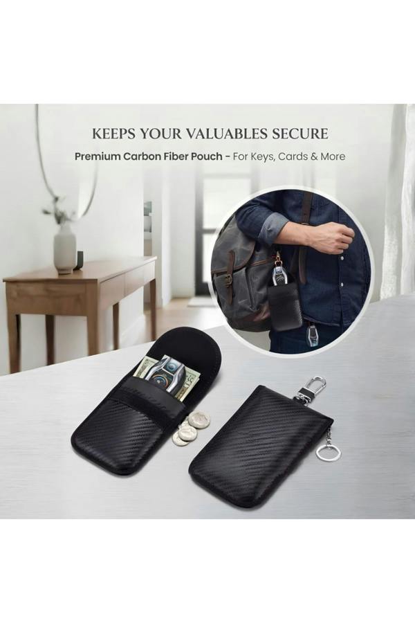 Dyzi Faraday Key Box with 2 Signal Blocking Pouches & RFID Sleeves