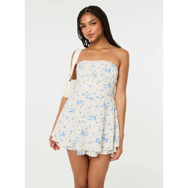 Pink Vanilla Tie Back Ditsy Bandeau Playsuit