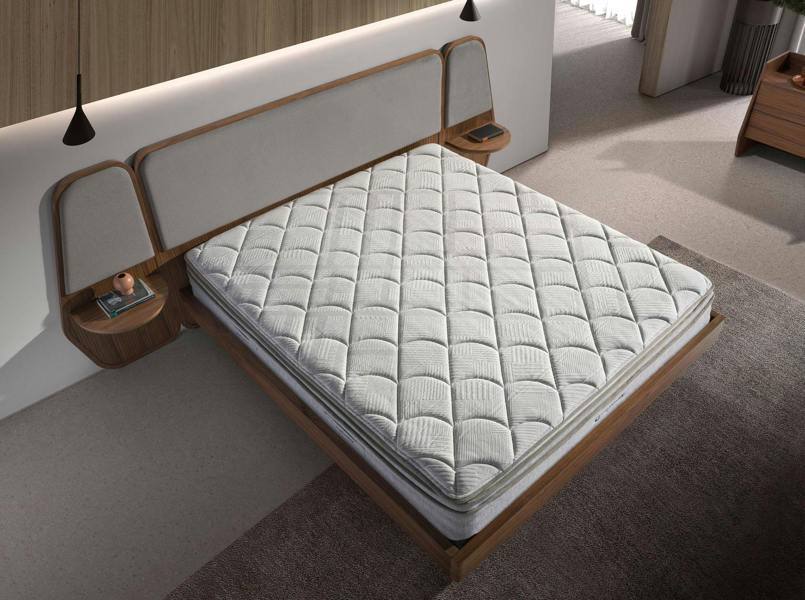 Angel Cerdá Bed Walnut and Grey Fabric 7175