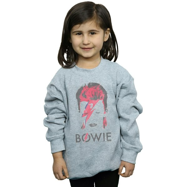 David Bowie Girls Aladdin Sane Distressed Sweatshirt - Sports Grey