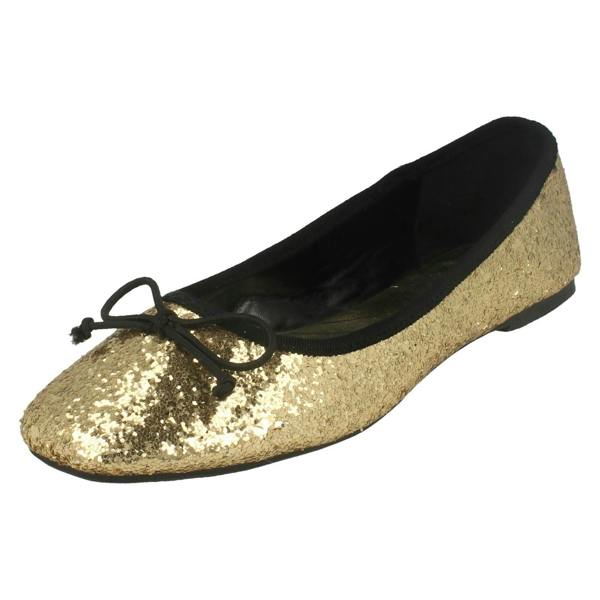 Ladies Star Flat Glitter Ballerina Shoe F8894