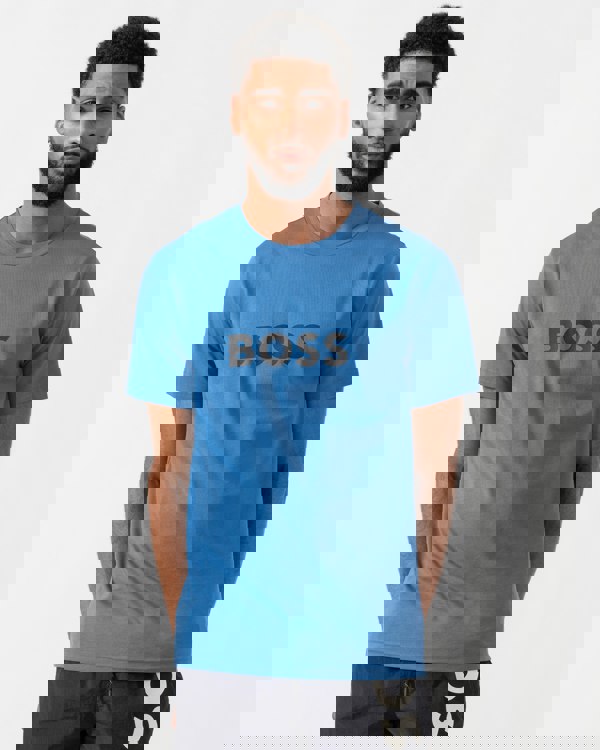 BOSS Orange RN Relaxed Fit T-Shirt With Contrast Logo - Bright Blue 436