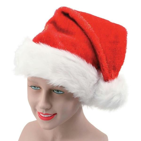 Bristol Novelty Unisex Plush Glitter Christmas Santa Hat - Red/White - 