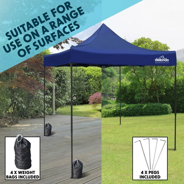 3x3m Pop-Up Gazebo - BLUE Heavy Duty Frame & Water Resistant - Garden Pavillion - LoopsDirect