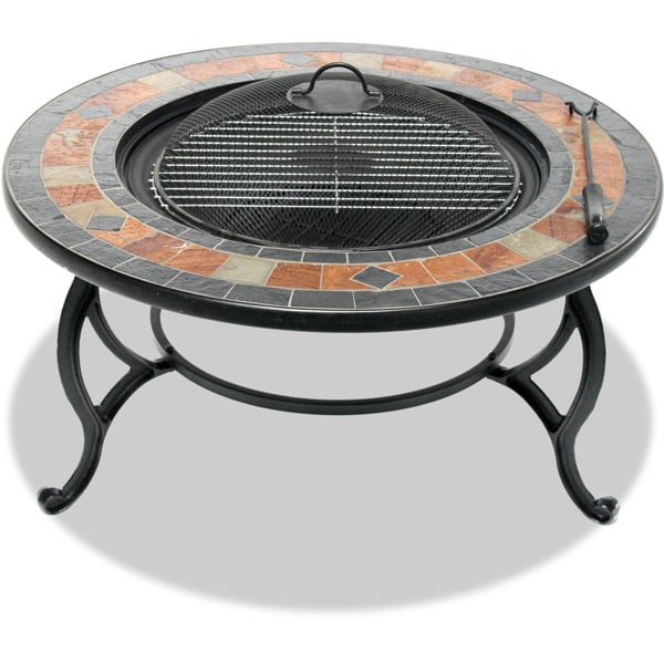 Centurion Supports LANIAKA Lavish Garden and Patio Heater Fire Pit Brazier, Coffee Table, Barbecue and Ice Bucket with Slate Tiles