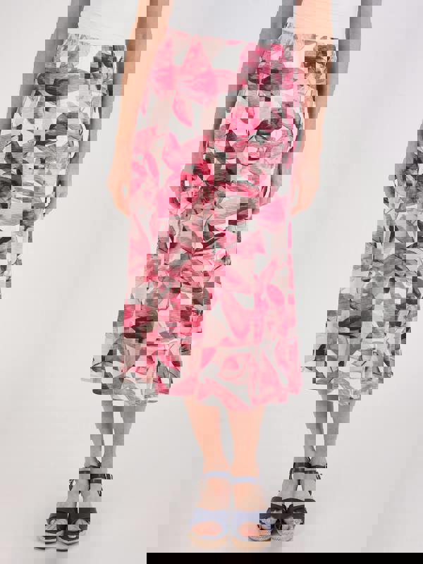 TIGI Summer Scattered Leaf Print Skirt- Short