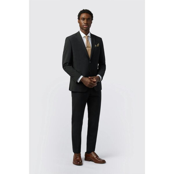Alexandre Silver Alexandre Tailored Fit Black Wool Blend Stretch Jacket