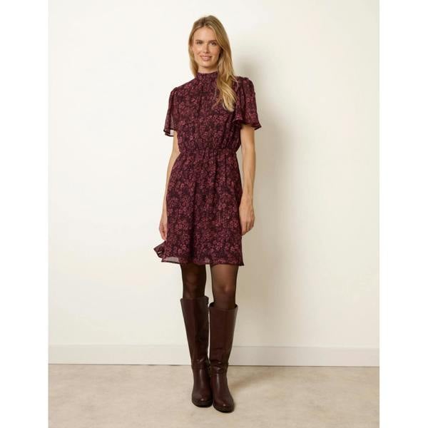 Blue Vanilla High Neck Floral Metallic Mini Dress