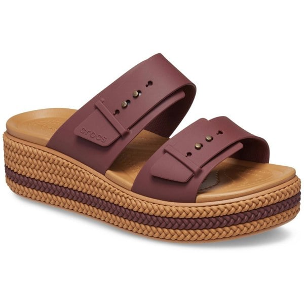 Crocs Brookly Buckle Low Wedge Womens - Dark Clay