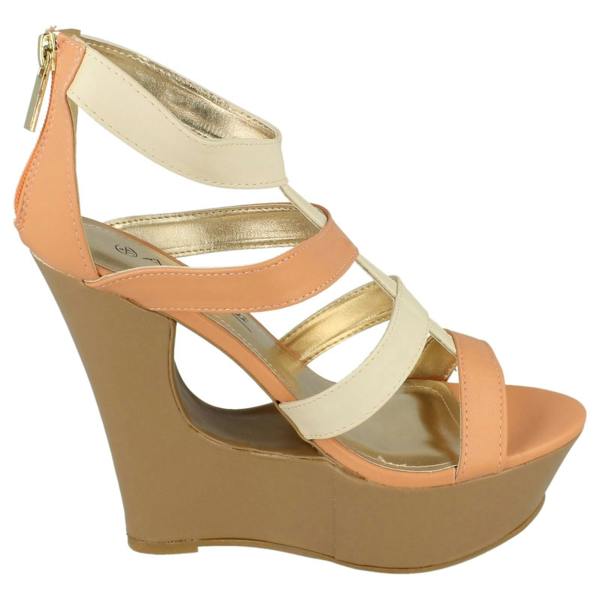 Anne Michelle Ladies Anne Michelle Cut Out Wedge T-Bar Sandals