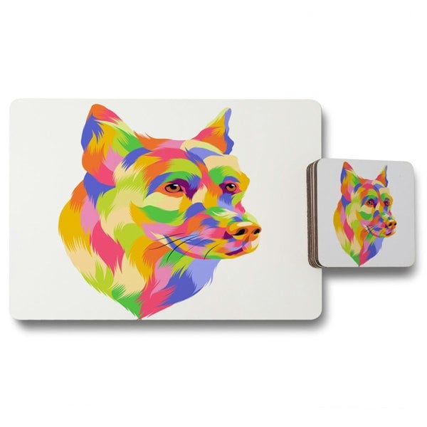Benjamin Tate Design Amazing Illustration Dog Pop Art (Placemat & Coaster Set)