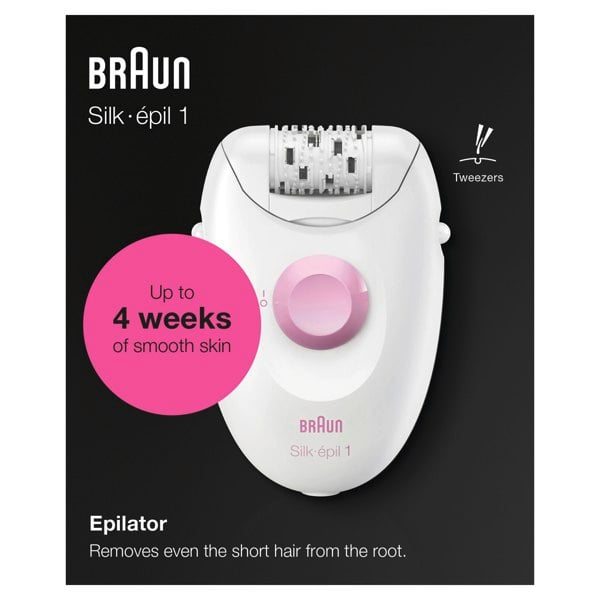 Braun Silk-epil 1 1-176 Epilator - White/Pink