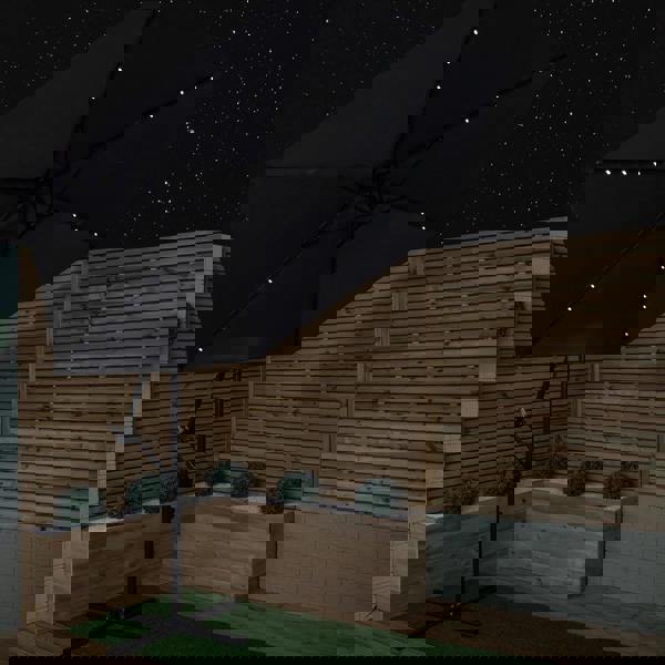 Samuel Alexander 3m Solar Powered Cantilever Lit Banana Garden Parasol with Crank Handle & White LED Lights in Grey