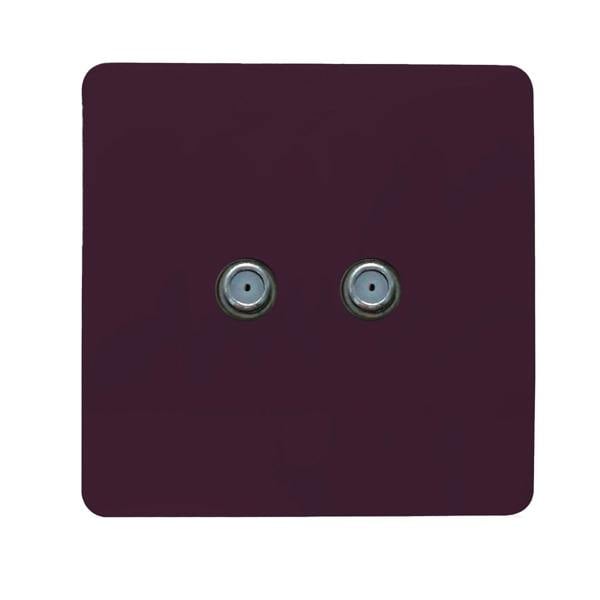 Trendi Switch 2 Gang Male F-Type Satellite Television Socket in Plum Purple