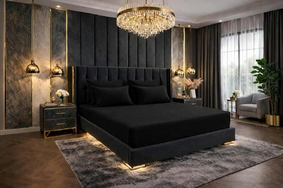 Night Zone Polycotton Fitted Sheet 25cm Deep – Soft Easy Care Elasticated Bedding - Black