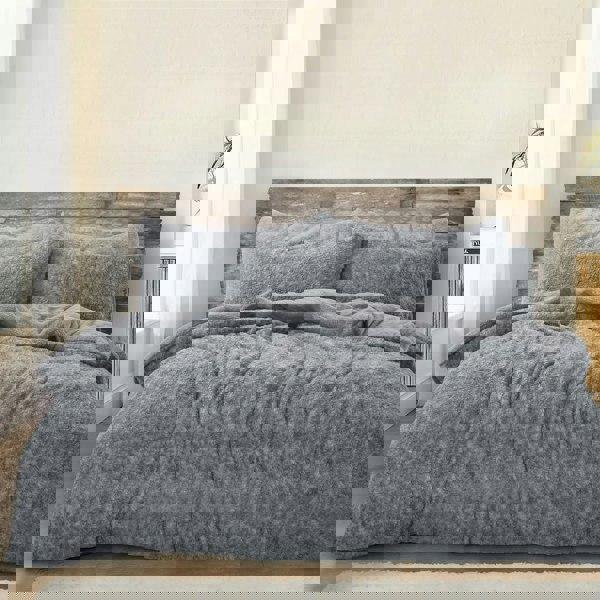 Velosso Teddy Marl Fluffy and Warm Fleece Duvet Cover Set