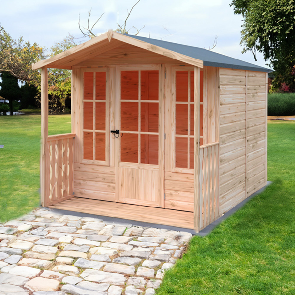 Shire Chatsworth & Veranda 7x7ft 12mm interlock Clad Wooden Summerhouse