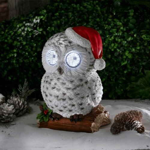 Samuel Alexander 25cm Battery Operated Outdoor Blinkin' Snowy Christmas Owl with White LEDs & Timer Function