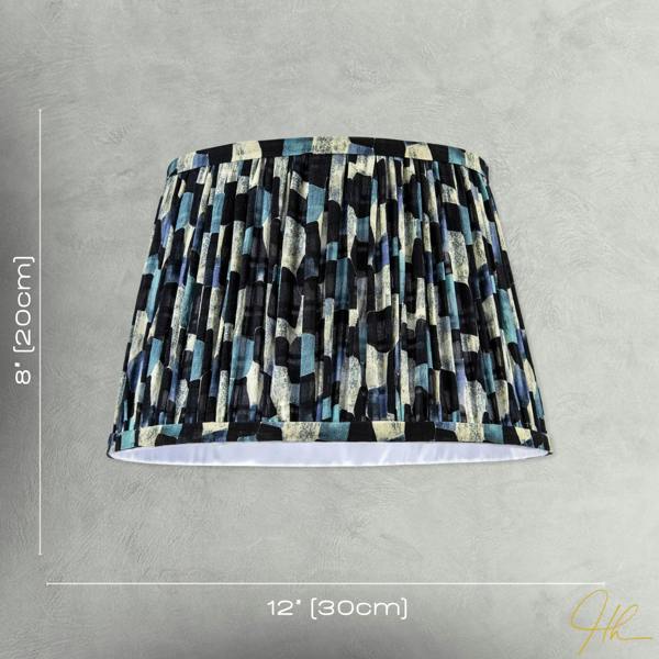 Abstract Geometric Pleated Lamp Shade with Blue Toned Irregular Blocks Image 7